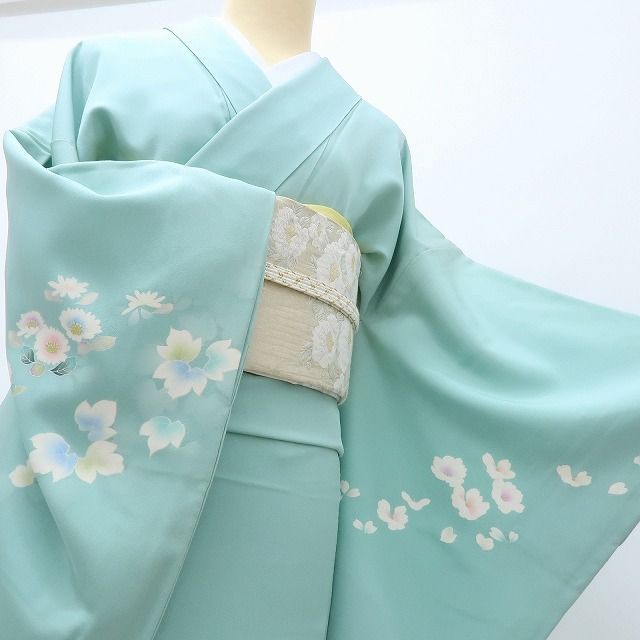 百華❀Y4077◇正絹 丹後ちりめん 縫い一つ紋 手縫い仕立て 訪問着 着物