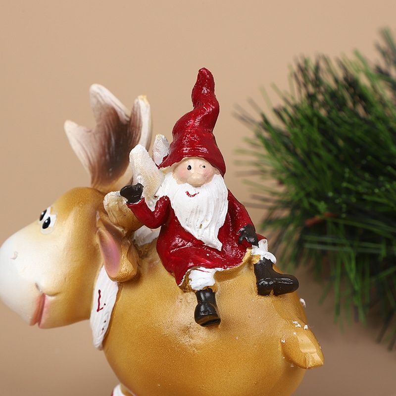 クリスマスオブジェ 置物 トナカイに乗っているサンタクロース サンタ