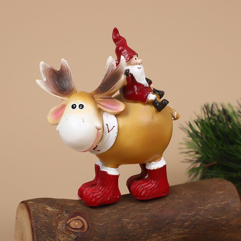クリスマスオブジェ 置物 トナカイに乗っているサンタクロース サンタ