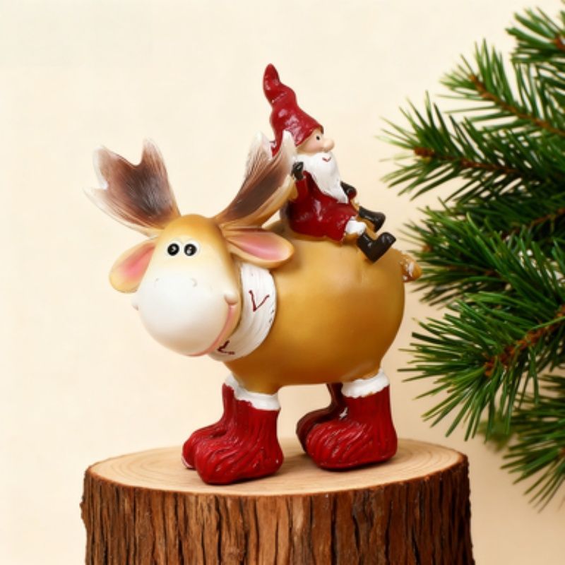 クリスマスオブジェ 置物 トナカイに乗っているサンタクロース サンタ