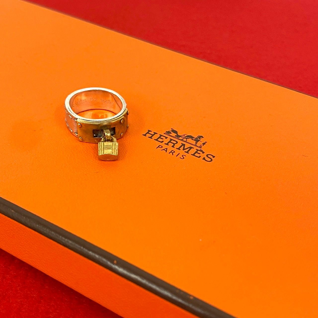 HERMES エルメス ケリー リング カデナ モチーフ シルバー925 指輪 10号 レディース メンズ シルバー ゴールド 38357