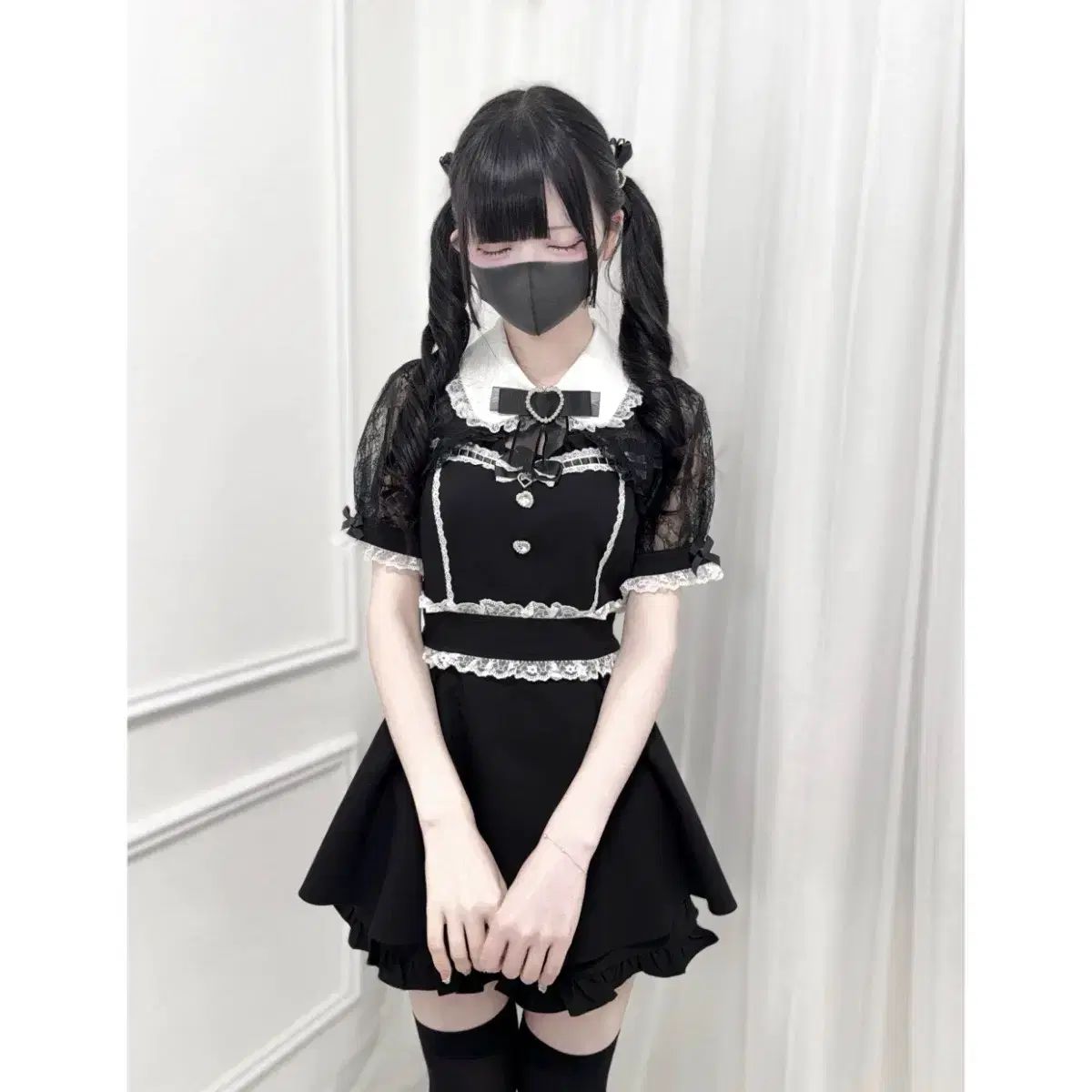 ネクラ 量産型 地雷系 レース ショール リボン装飾 ブラウス セット 3 COLOR