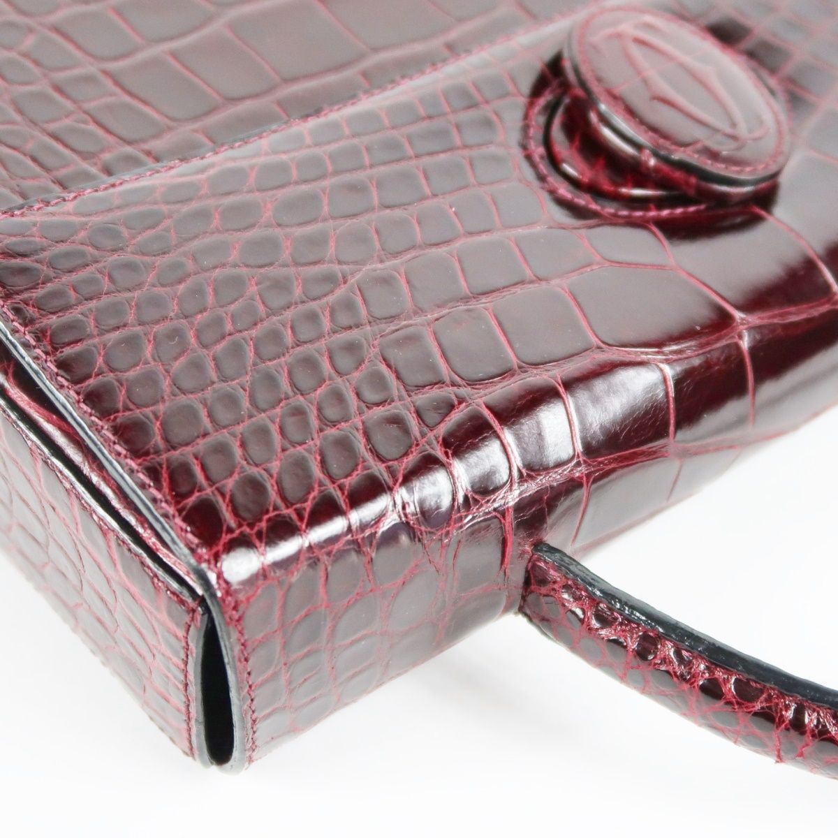 超美品】Cartier カルティエ クロコダイル ターンロック ハンドバッグ