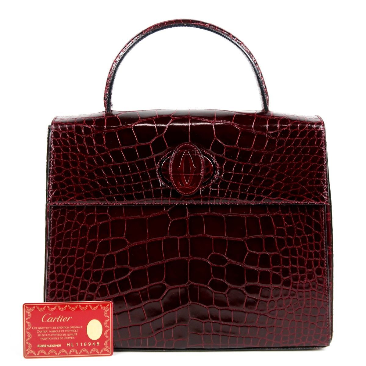超美品】Cartier カルティエ クロコダイル ターンロック ハンドバッグ 