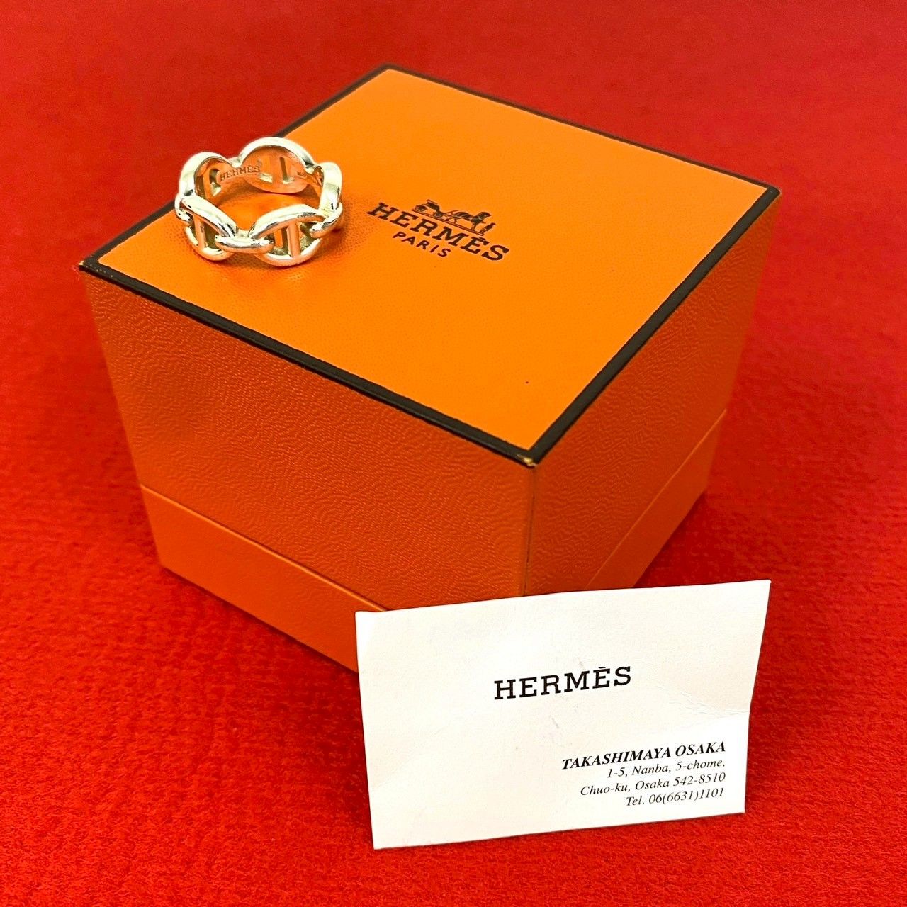 品 き HERMES エルメス アンシェネ シルバー925 リング 指輪 9号 レディース シルバー 31574