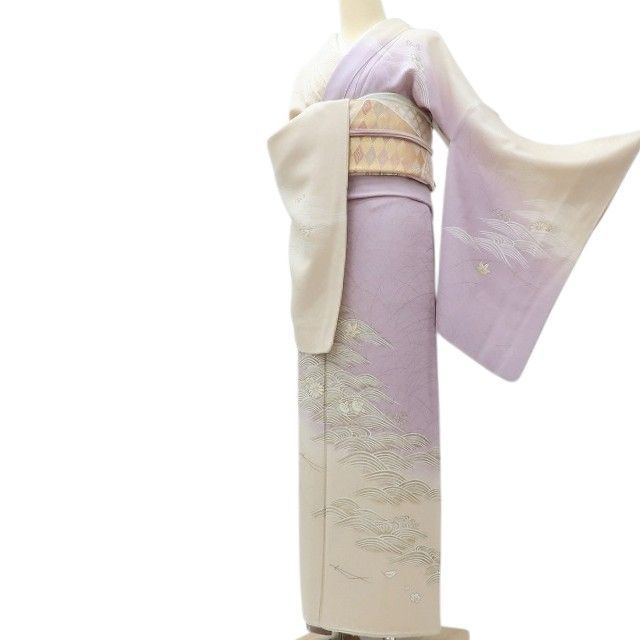 百華❀Y4079◇作家物落款 一つ紋 手縫い仕立て 大王松 トールサイズ