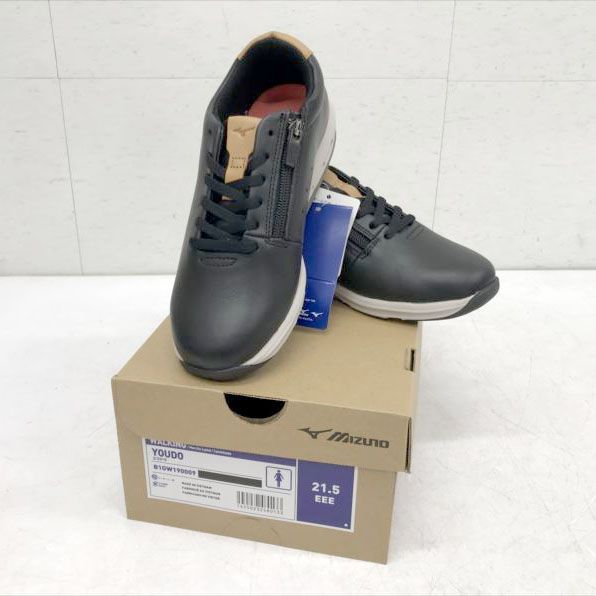 E 0488 MIZUNO ミズノ レディース ユウドウ YOUDO ひざにやさしい 負担を軽減 快適 膝が楽 ウォーキングシューズ スポーツ スニーカー 靴 くつ ブラック 21.5 cm 3