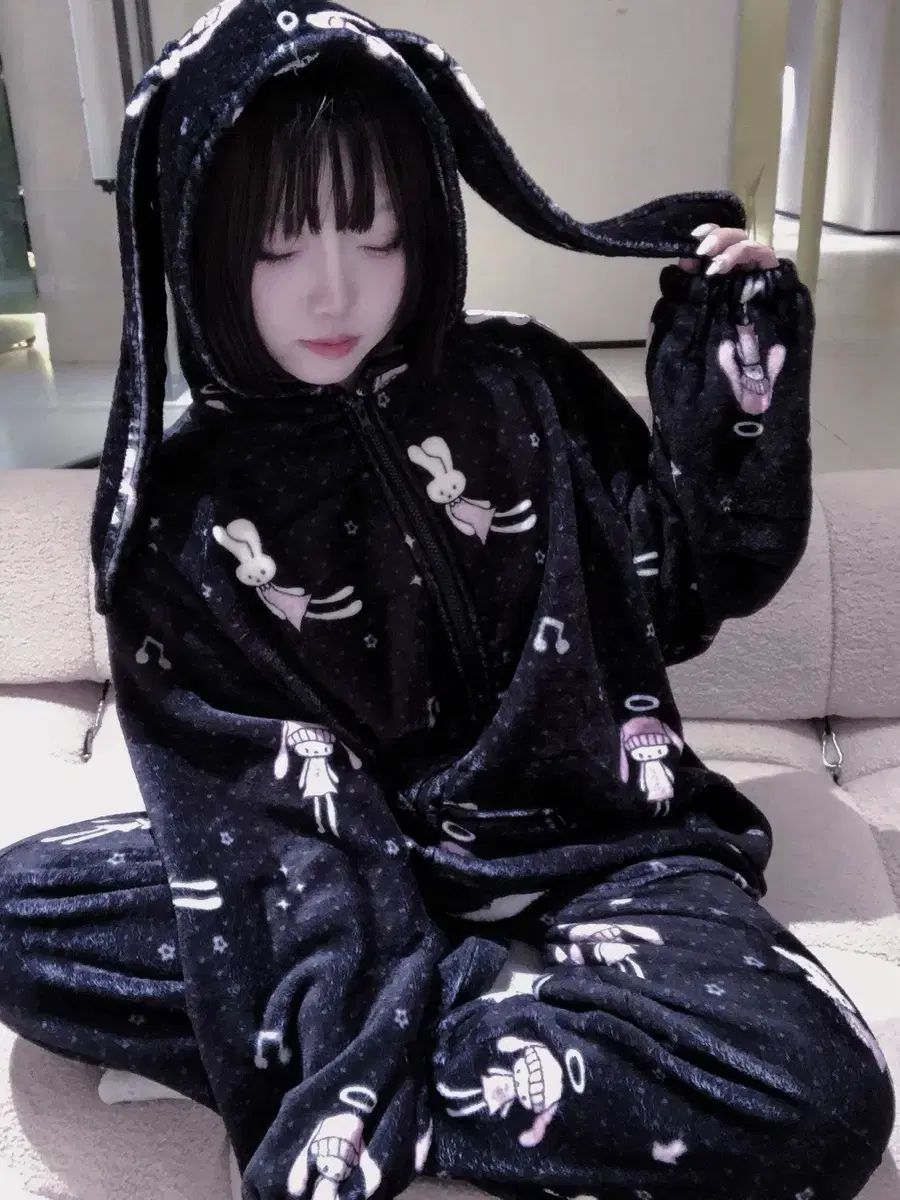 몽유うさぎパジャマセット 地雷系 フランネルうさぎ 室内パジャマ 2 COLOR