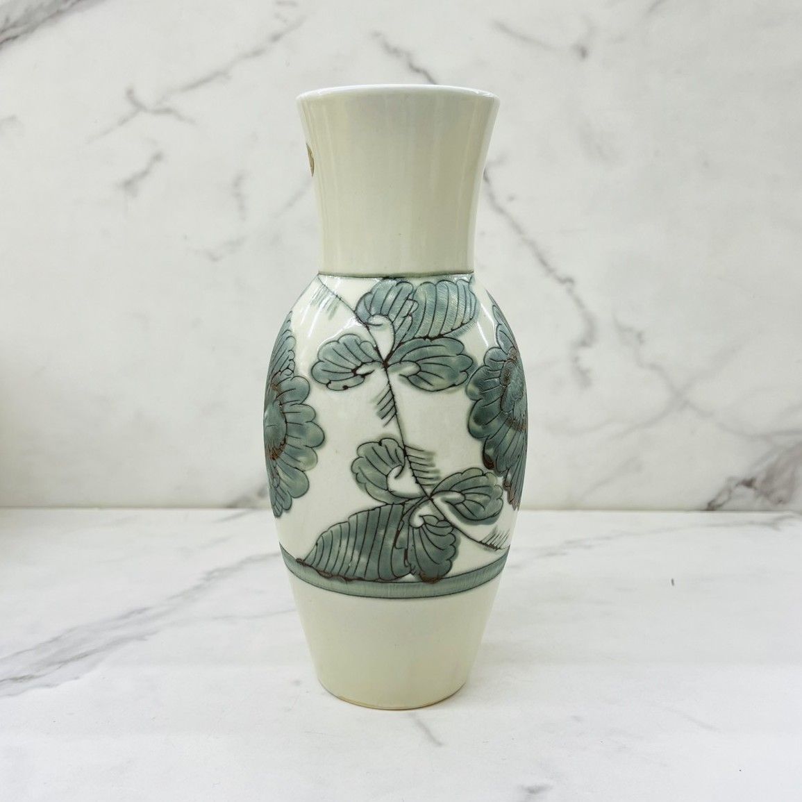 有田焼 琥山 鳳仙窯 花生 花瓶 花器 フラワーベース 壺 牡丹 桐箱