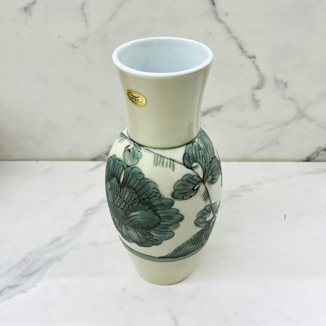 有田焼 琥山 鳳仙窯 花生 花瓶 花器 フラワーベース 壺 牡丹 桐箱