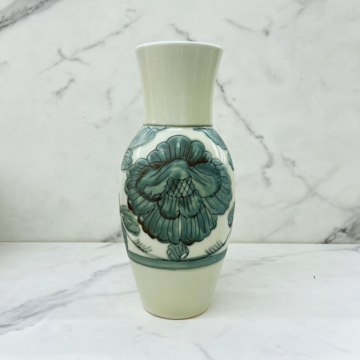 有田焼 琥山 鳳仙窯 花生 花瓶 花器 フラワーベース 壺 牡丹 桐箱