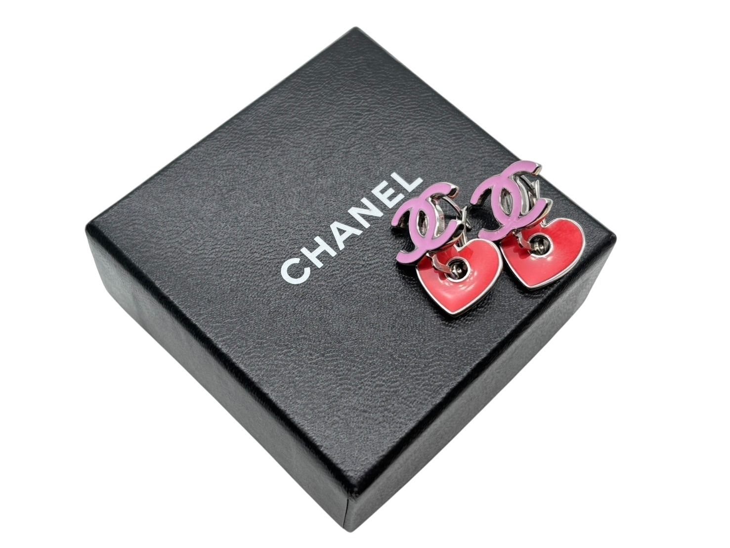 極美品 CHANEL シャネル ココマーク ハート ぶら下がりピアス 重量約