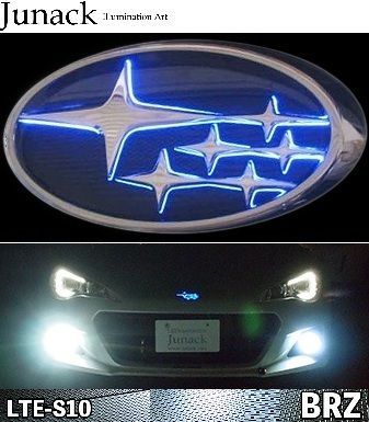 M s SUBARU BRZ ZC 6 アプライドE H型 2016 08 2021 03 Junack フロント LEDトランスエンブレム スリムライン ブルー 青 ジュナック 社外 パーツ 部品 外装 カスタム 発光 光る LTE 10