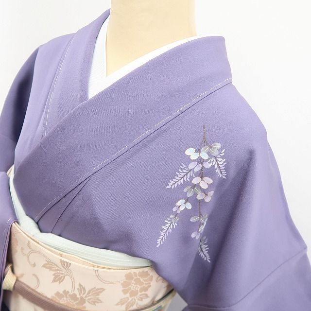 新品 湘南友禅内田芳光落款 正絹着物 ゆったりサイズ“彩を手に蔦”訪問着R+13 ❁tomihisa❁新品 湘南友禅 内田芳光 落款 刺繍 着物 正絹 仕付け糸付