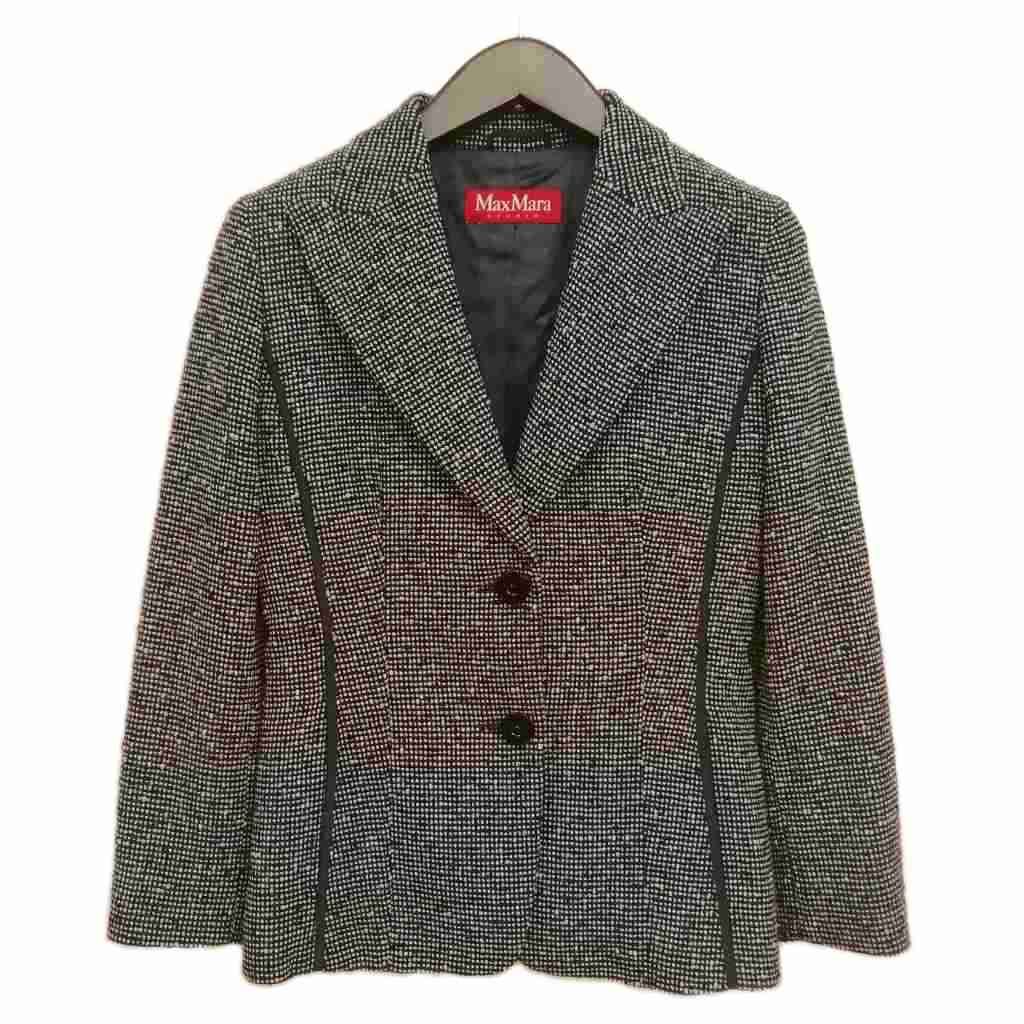 マックスマーラステュディオ Max Mara Studio ツイード ラペル ジャケット ブレザー フォーマル 38 ブラック系