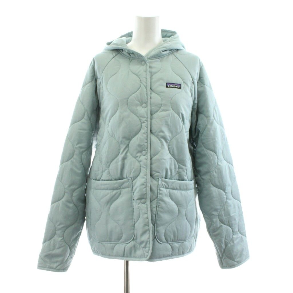 パタゴニア Patagonia 24 AW キッズ キルテッド パファー 中綿ジャケット フード ロゴ XXL 16-18 水色 68150 KU