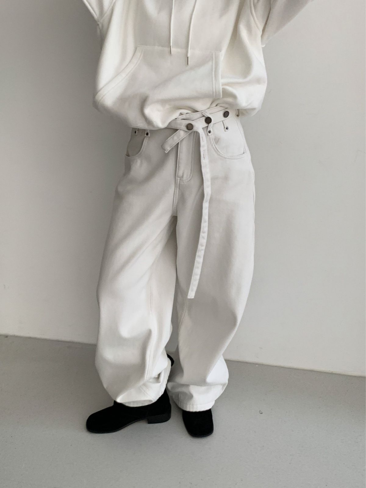 ベルト裏起毛デニム 起毛デニム 防寒 ダウンパンツ フリース 冬デニム デニム ベルトSET