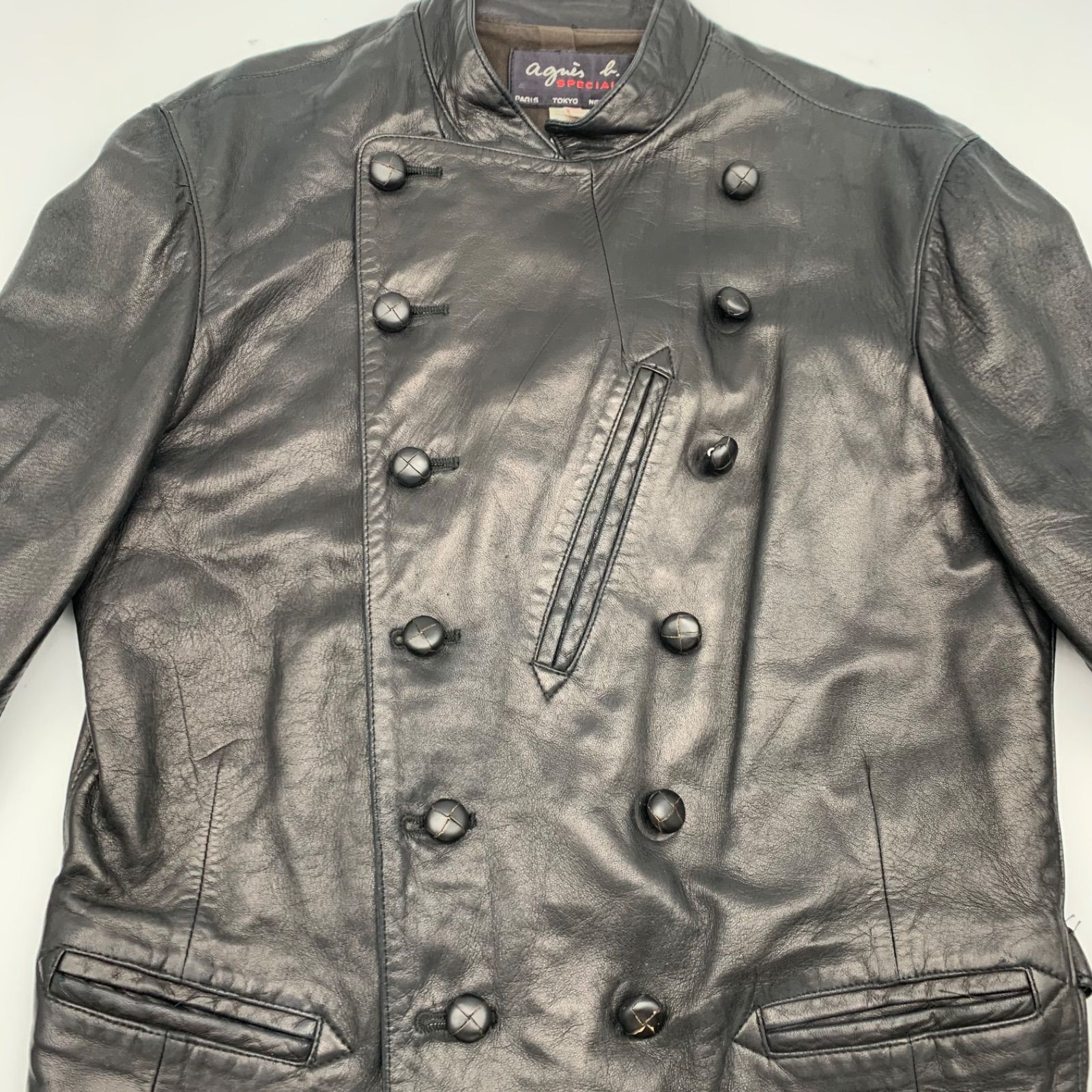 EF1201-6-2 agnes b アニエスベー 本革ライダースジャケット フランス