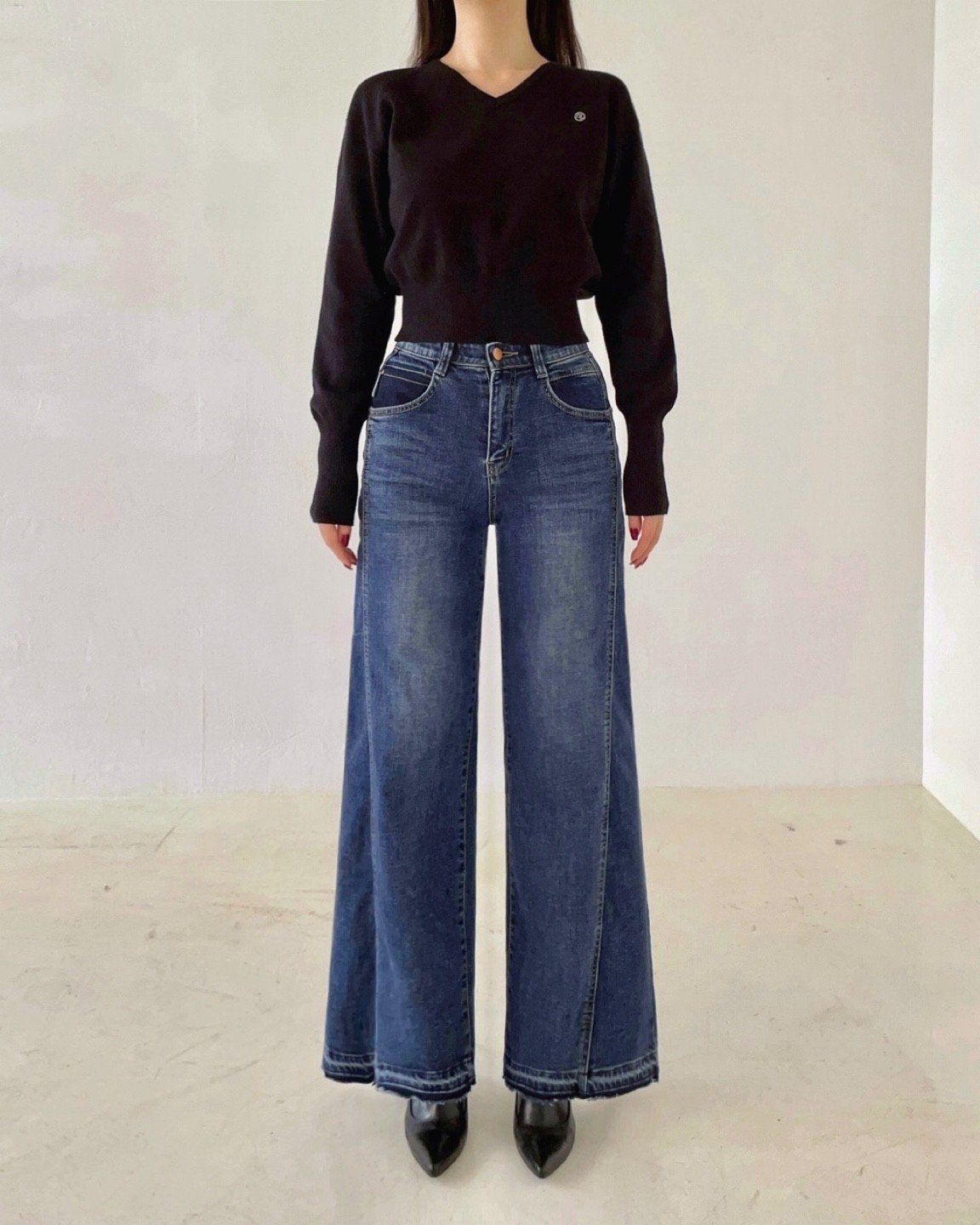 25冬 5616 1 ISTJ VENDING MACHINE Ver 起毛 スリット ワイドパンツ デニム パンツ