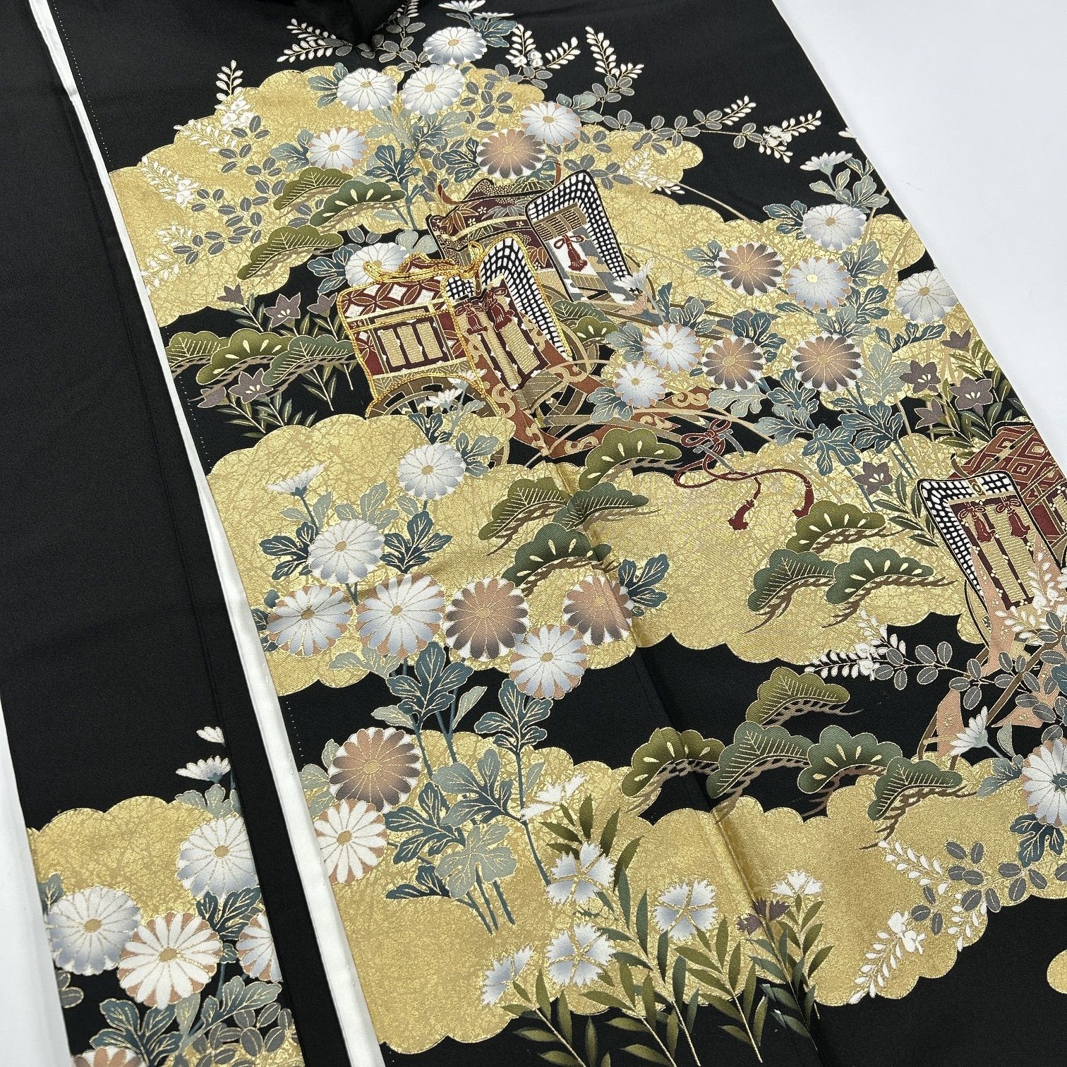  黒留袖 正絹 着物 同梱 リメイク用 着付け M 005 黒留袖 着物