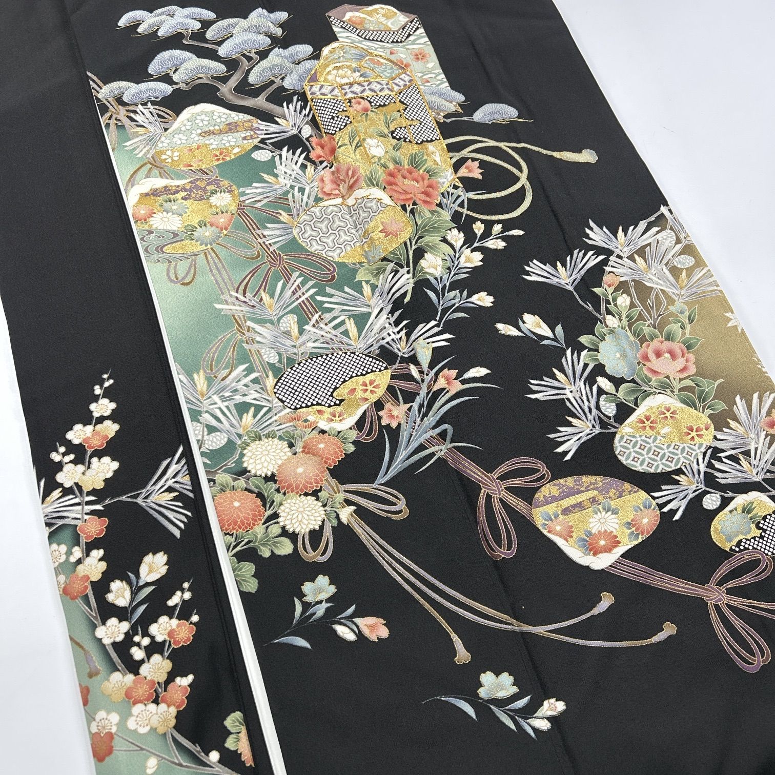 黒留袖 正絹 着物 同梱 リメイク用 着付け M 005