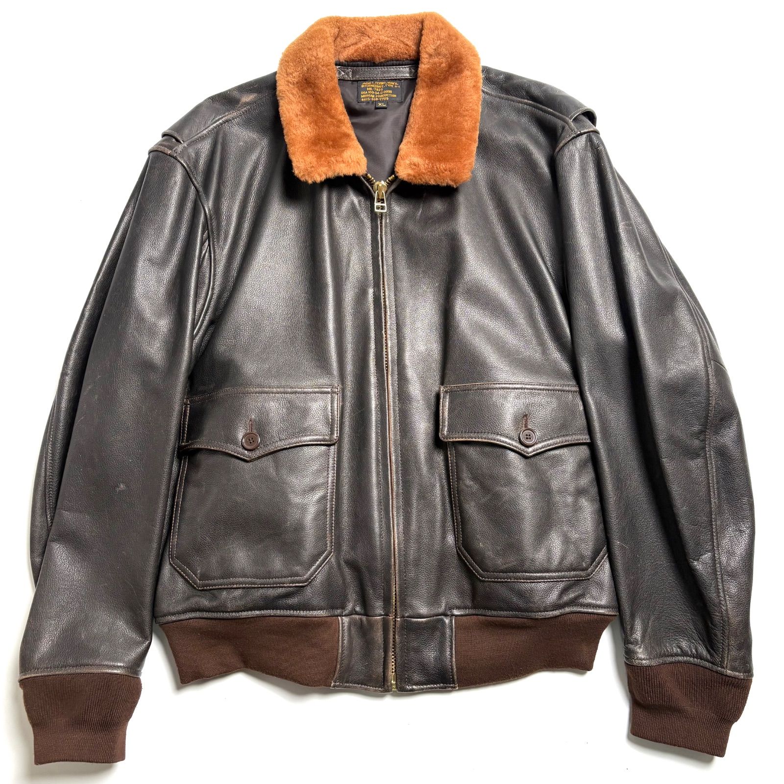 Morgan Productions MA-1 フライトジャケット XL 本革】MORGAN PRODUCTION レザージャケット 茶 XL フライトジャケット