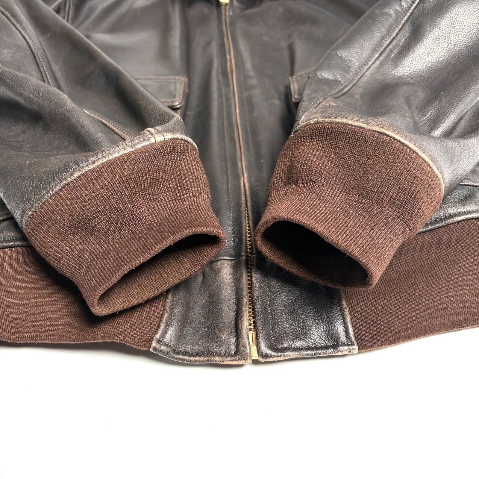 本革】MORGAN PRODUCTION レザージャケット 茶 XL フライトジャケット