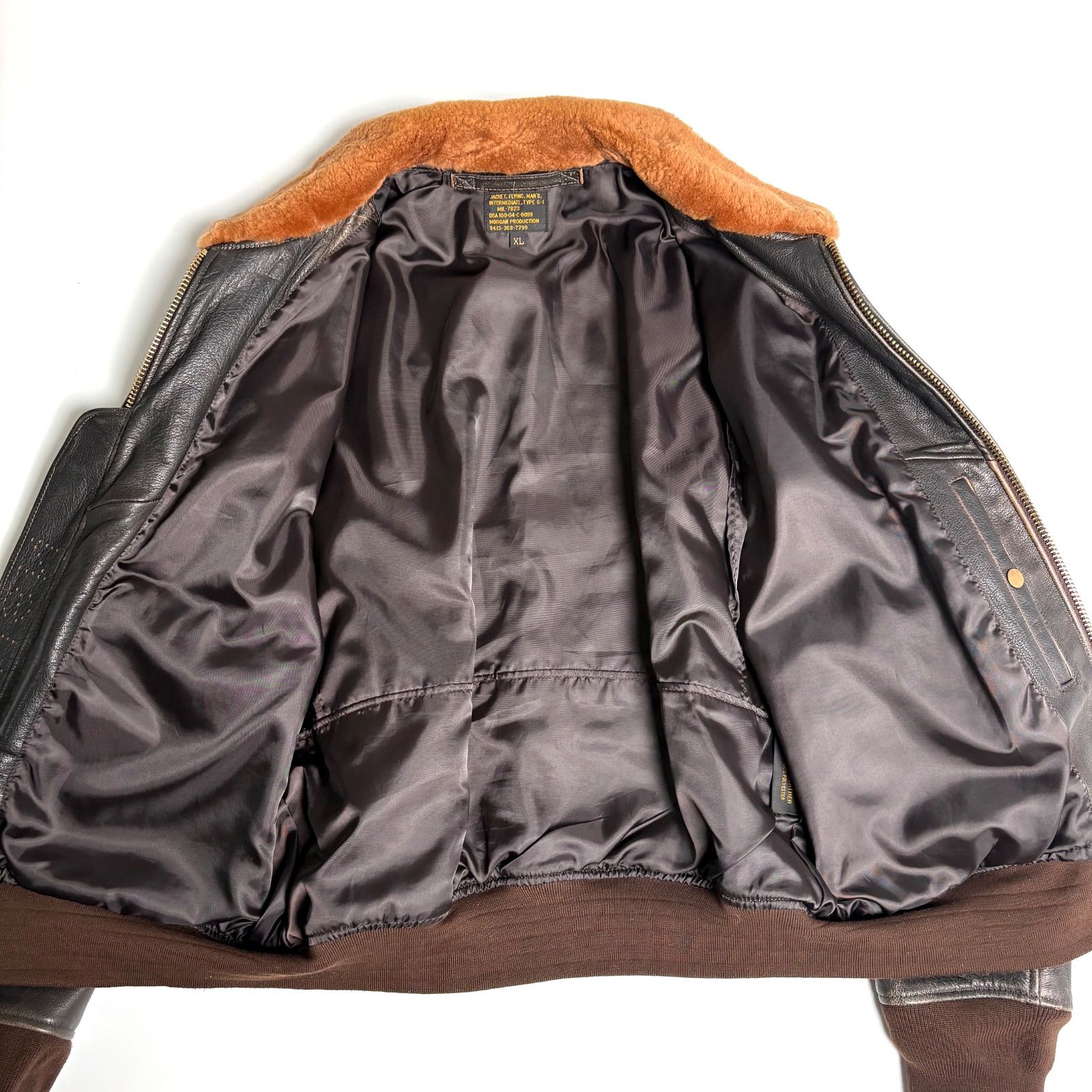 本革】MORGAN PRODUCTION レザージャケット 茶 XL フライトジャケット