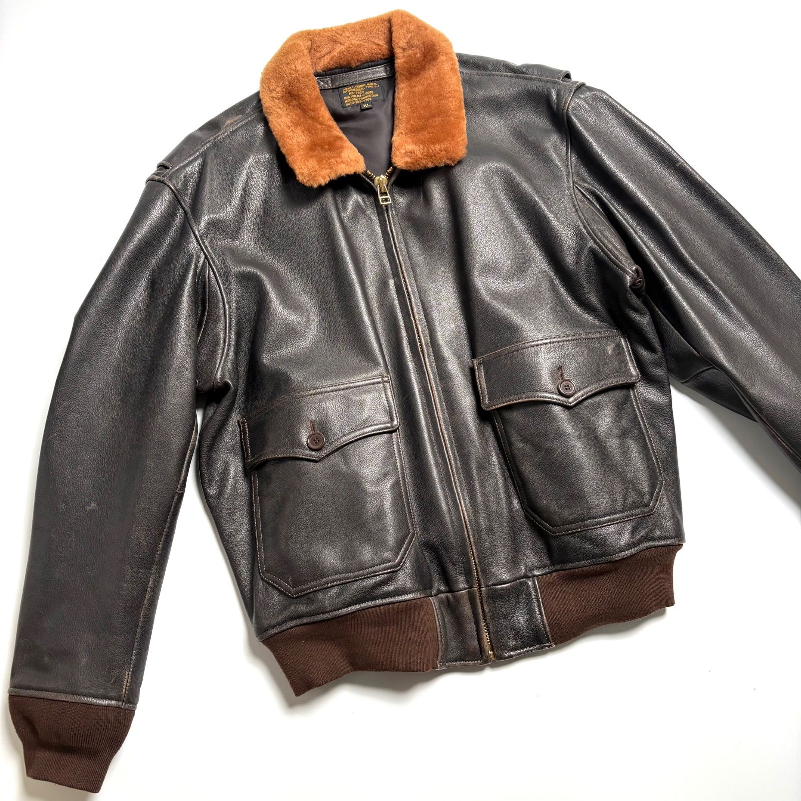 本革】MORGAN PRODUCTION レザージャケット 茶 XL フライトジャケット