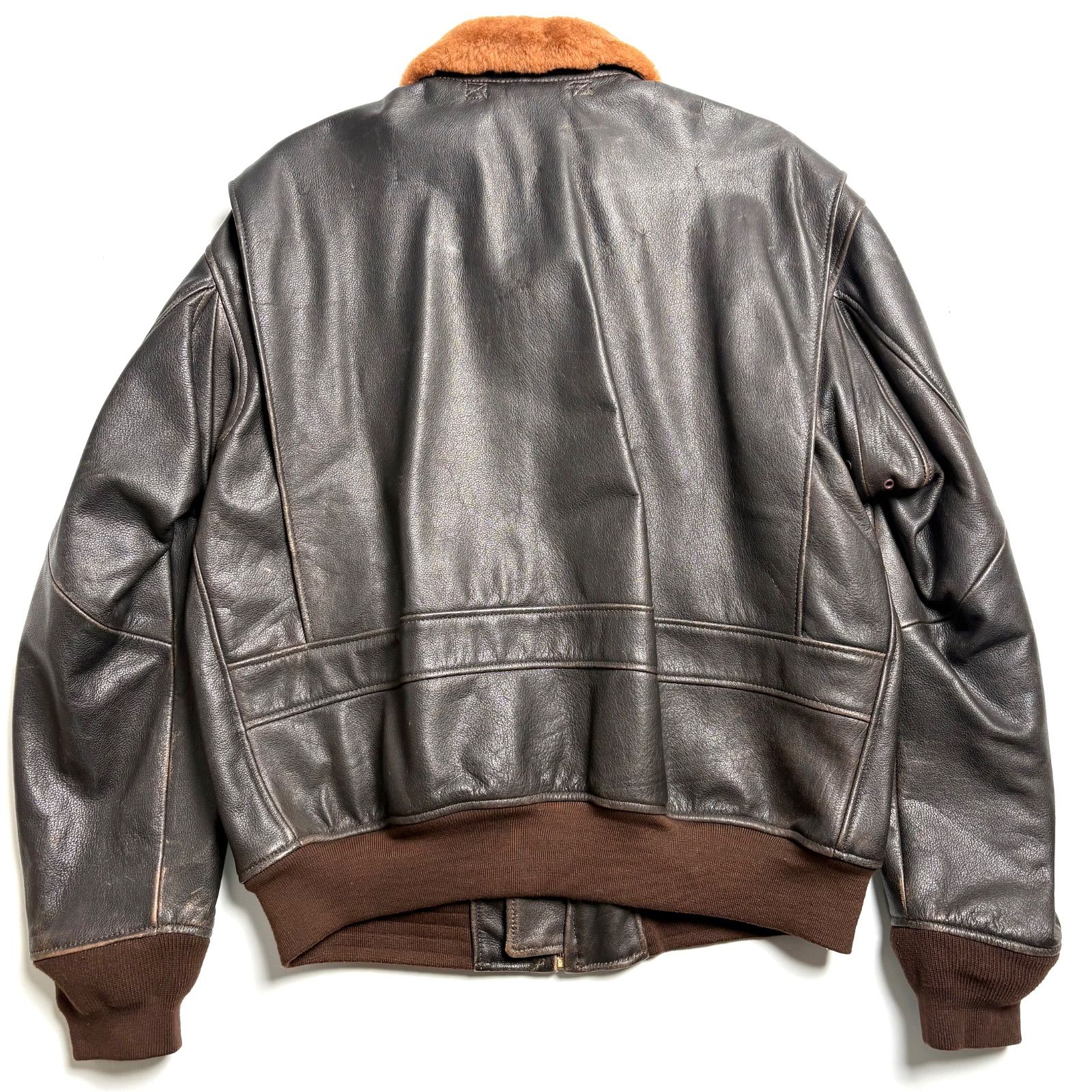 本革】MORGAN PRODUCTION レザージャケット 茶 XL フライトジャケット