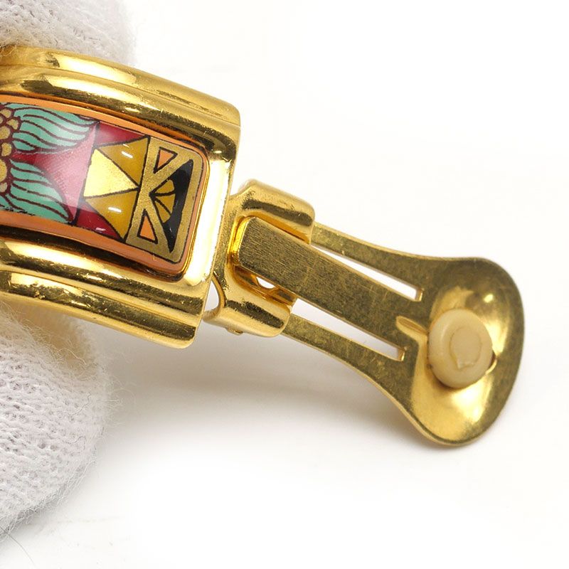 エルメス HERMES エマイユイヤリング メッキ アニマル 猫 キャット