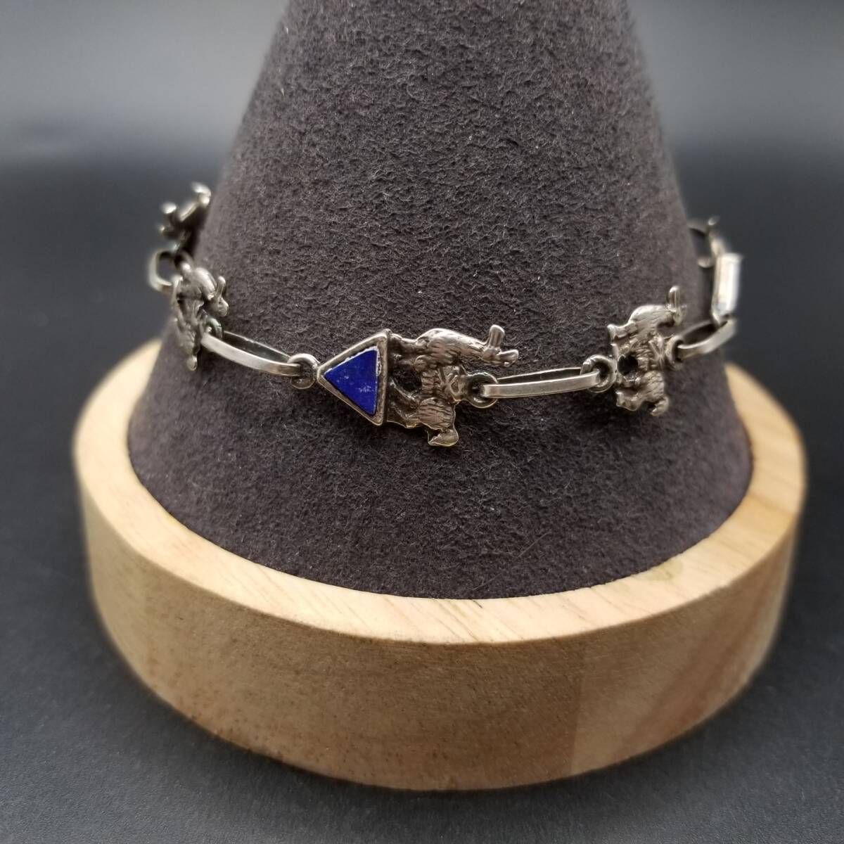 アルパカ ラピスラズリ装飾 アニマルチェーン 950 シルバー ヴィンテージ ブレスレット 銀 レトロ キュート ユニセックス Y 21