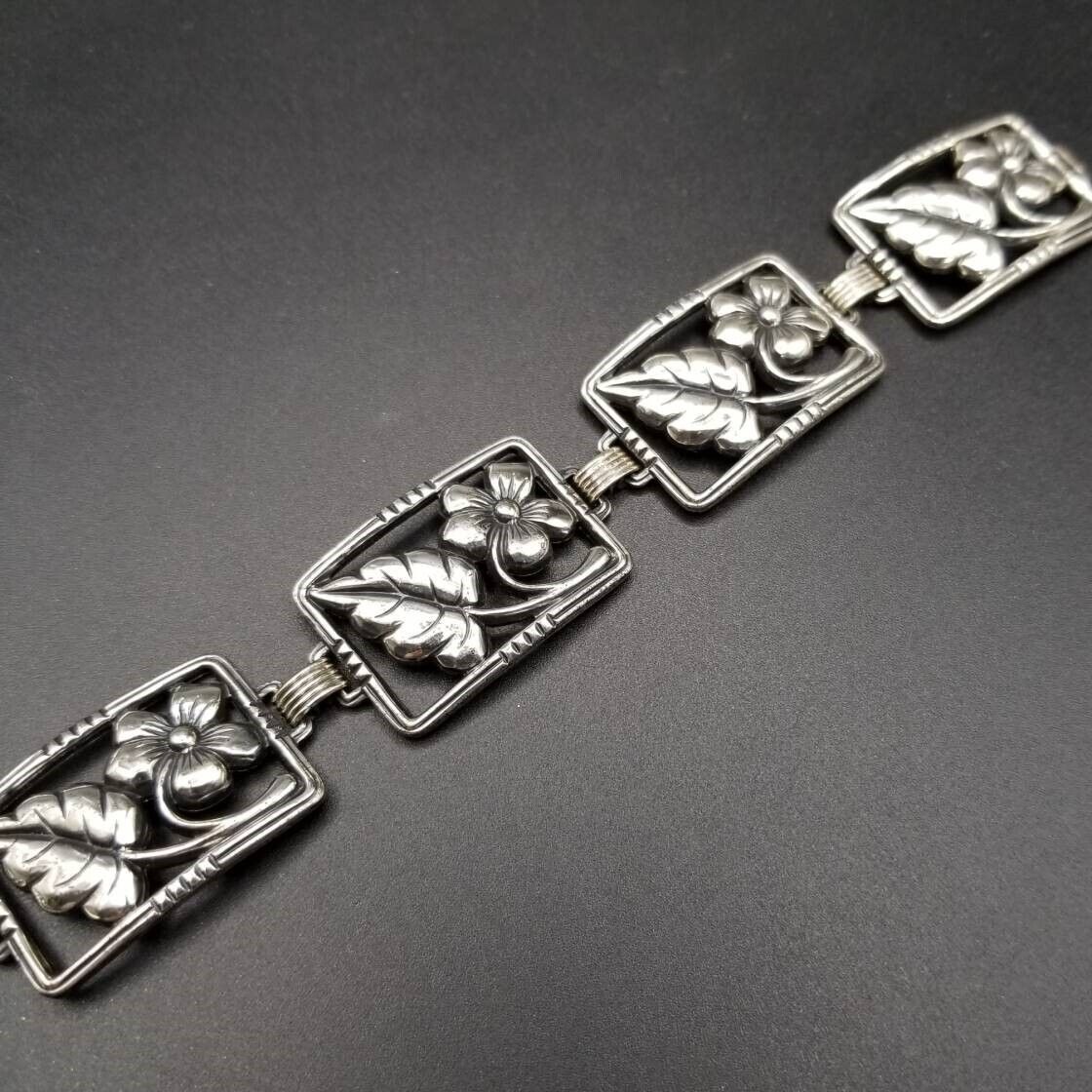 50's Danecraft社製 お花 フローラル パネルチェーン 925 シルバー