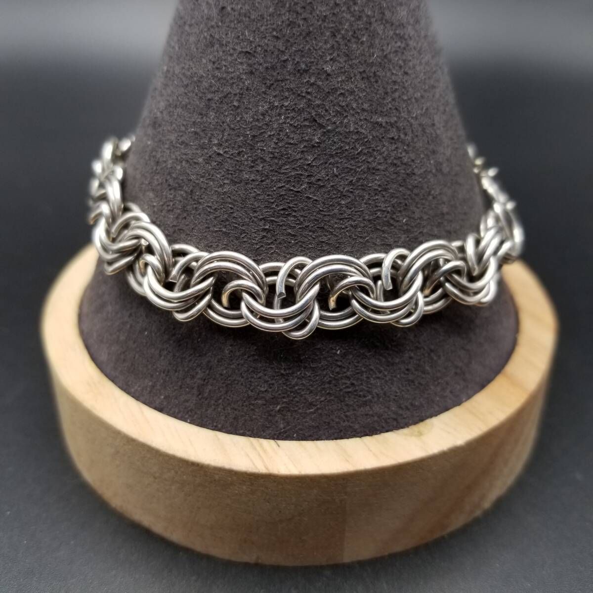  ケーブル ビザンチンチェーン シンプル 925 シルバー ヴィンテージ ブレスレット 銀 幅広 スタイリッシュ 存在感 ユニセックス Y 22 T ブレスレット アクセサリー
