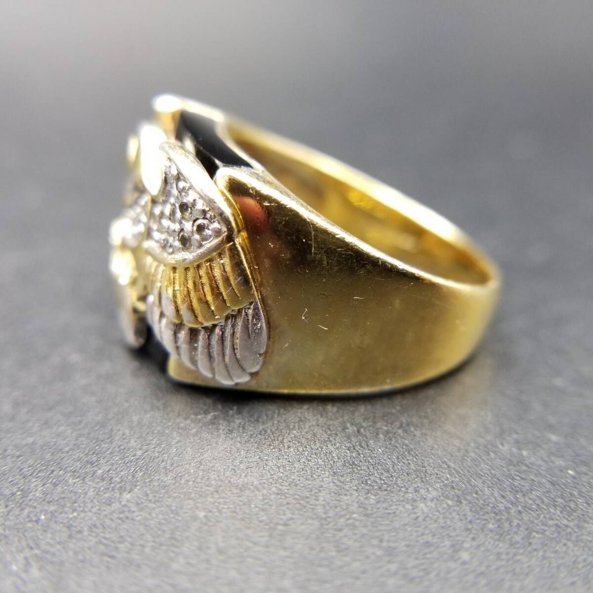 英国 ヴィンテージ イーグル 鷲彫刻 925 シルバー シグネット リング