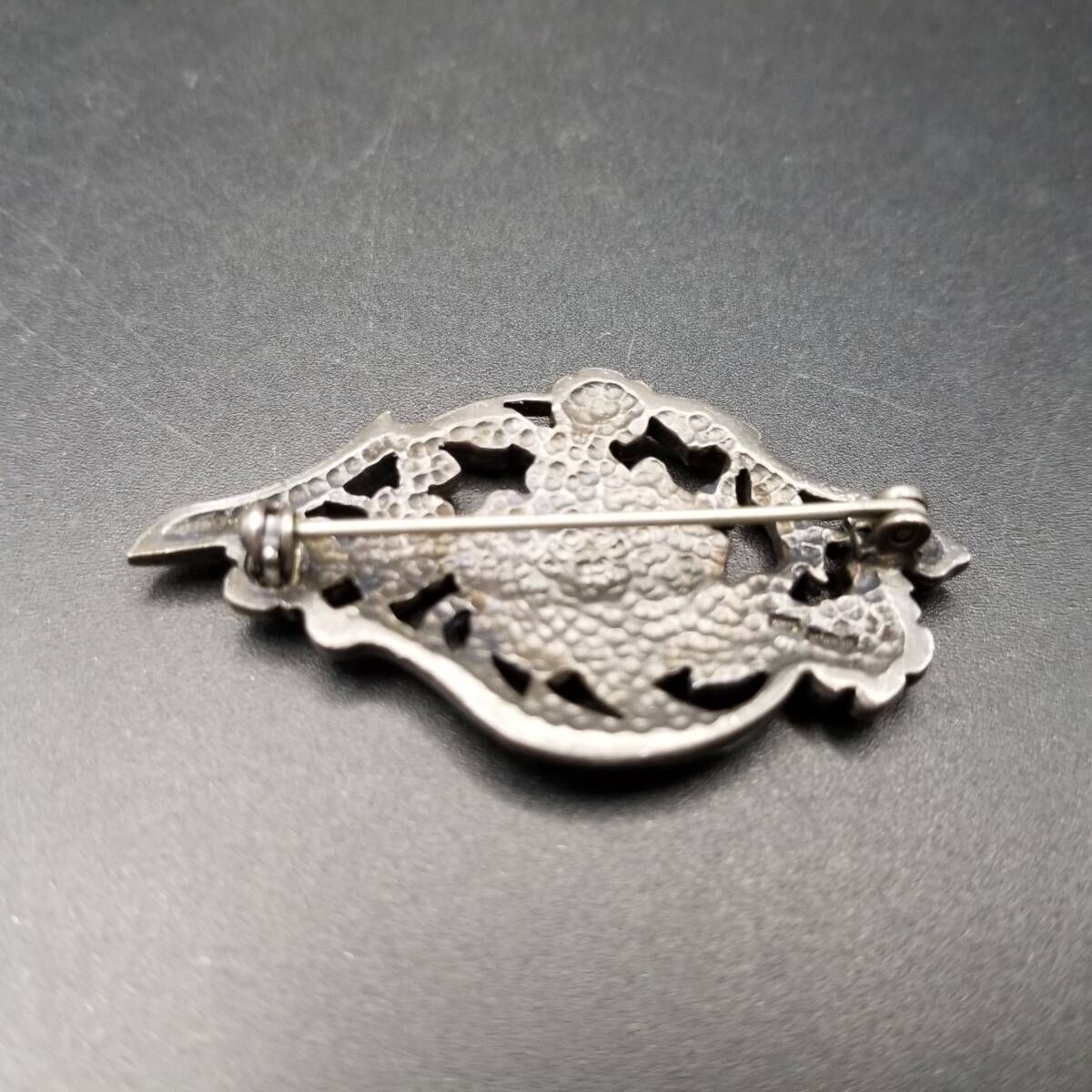 1993年 英国 ヴィンテージ お花の絵 925 シルバー フラワー ブローチ