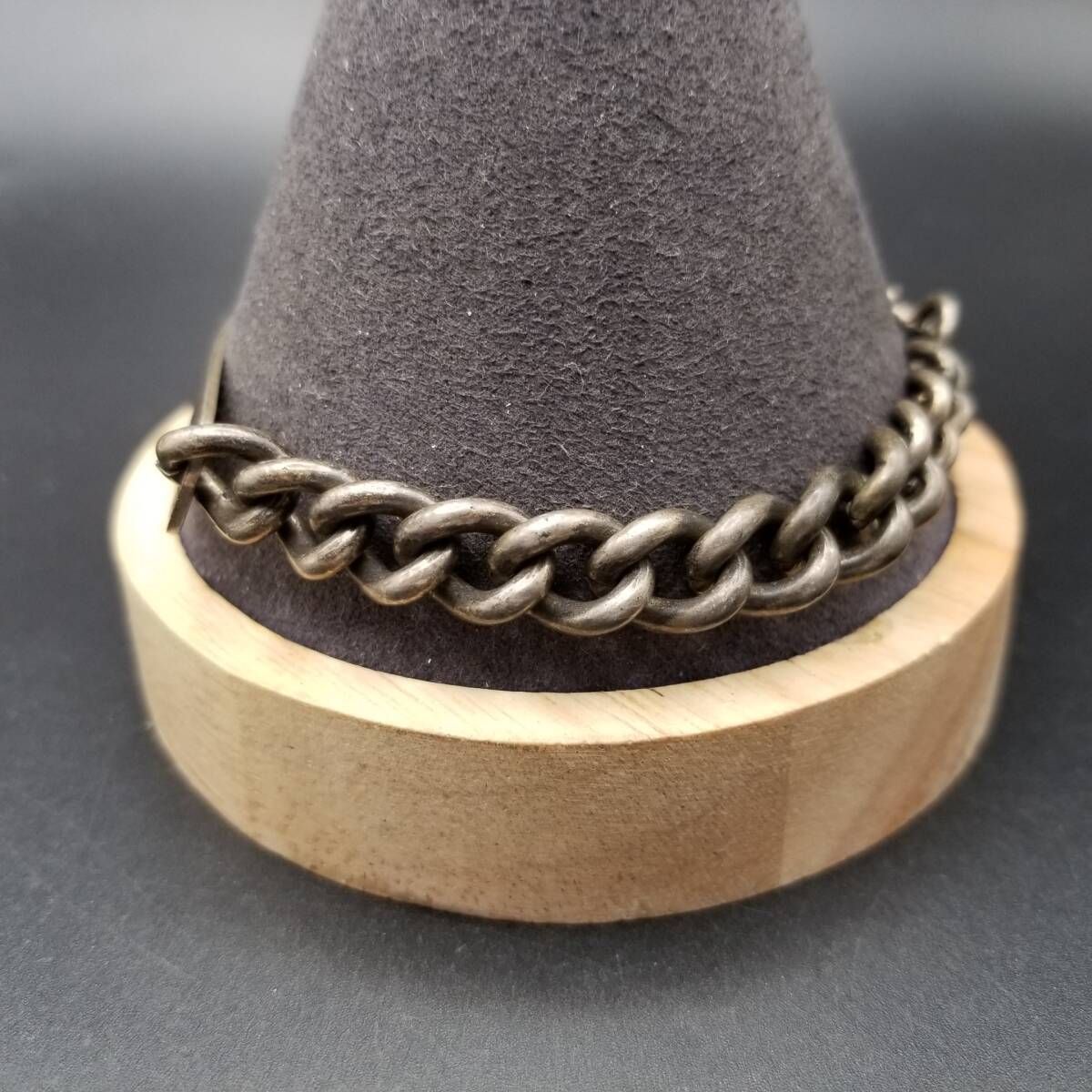  1975年 英国 ヴィンテージ IDタグ 長方形プレート 喜平チェーン ブレスレット 925シルバー 銀 Birmingham ホールマーク ネーム彫金 Y 22 ブレスレット アクセサリー