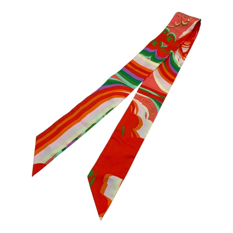 エルメス HERMES ツイリー BRIDES DE GALA SHADOW オレンジ シルク