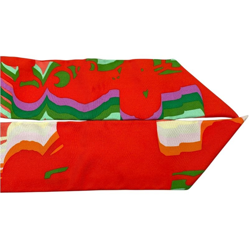 エルメス HERMES ツイリー BRIDES DE GALA SHADOW オレンジ シルク