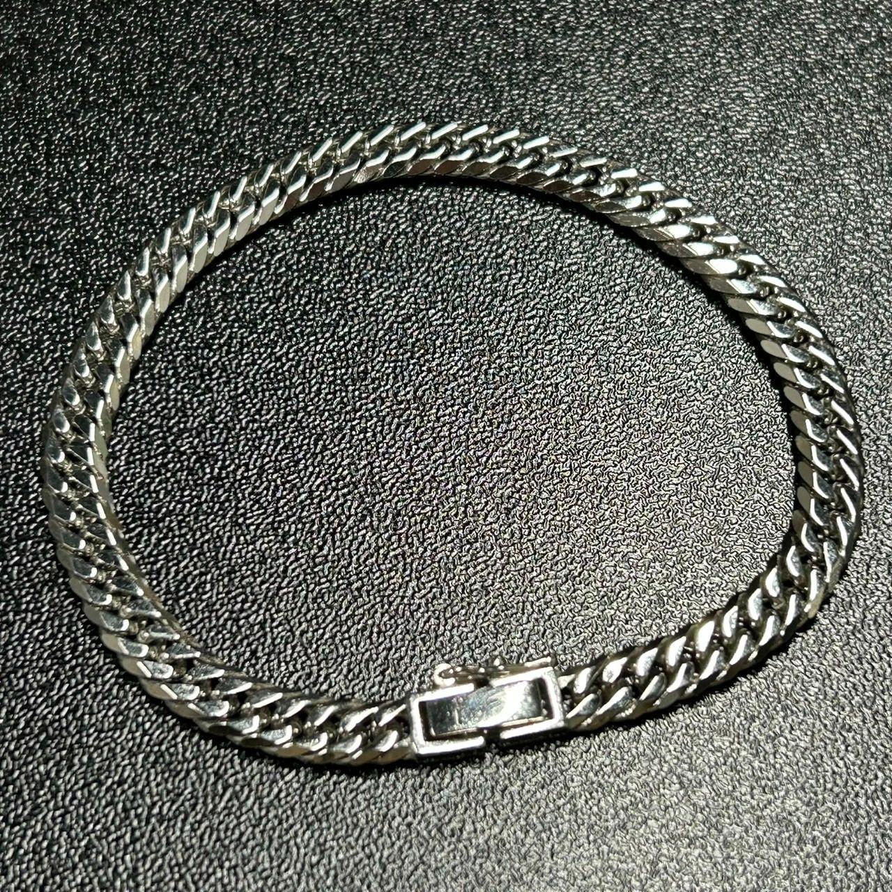 喜平 ブレスレット Pt 850プラチナ 6面 ダブル 腕周り17.5 cm 20.5 g 造幣局検定マーク ホールマーク