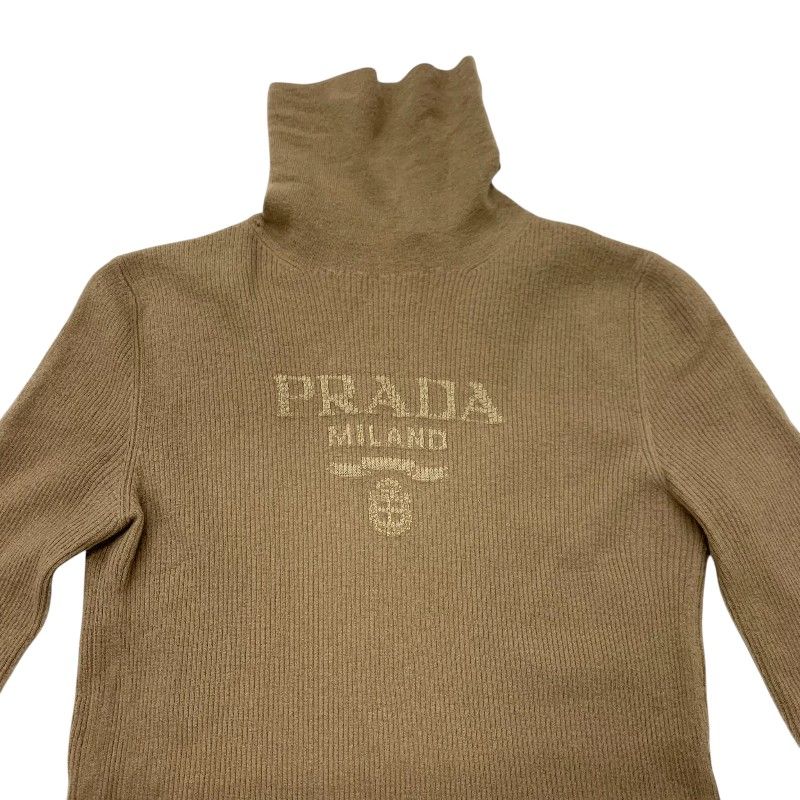 プラダ PRADA トップス バージンウール ブラウン タートルネック