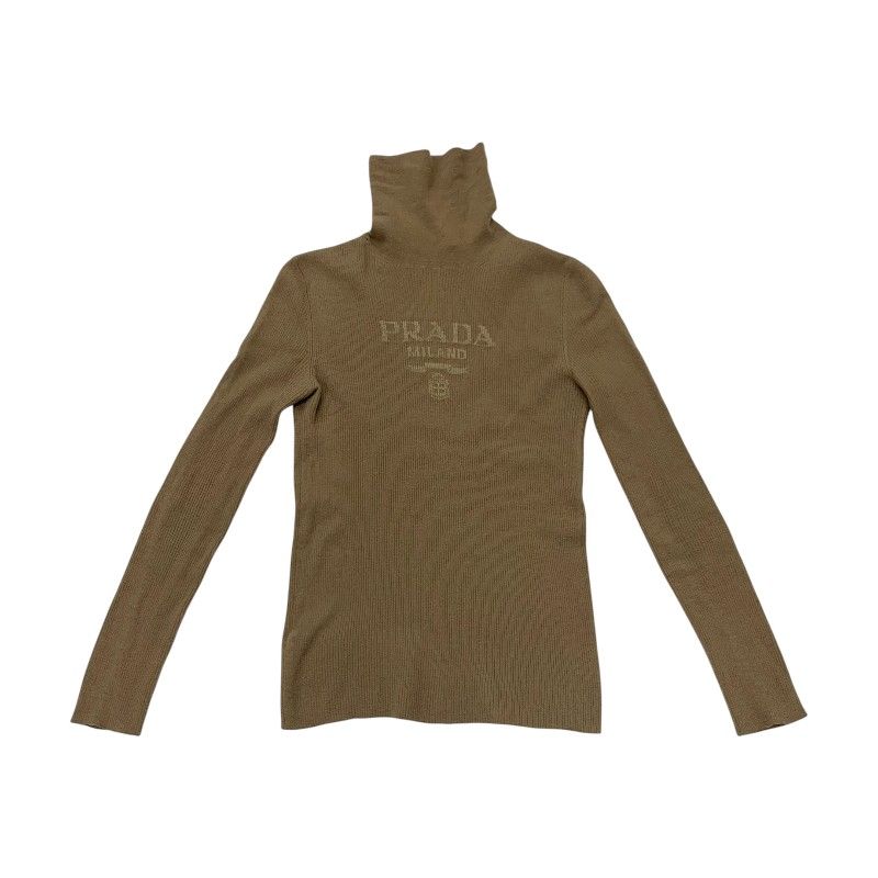 プラダ PRADA トップス バージンウール ブラウン タートルネック