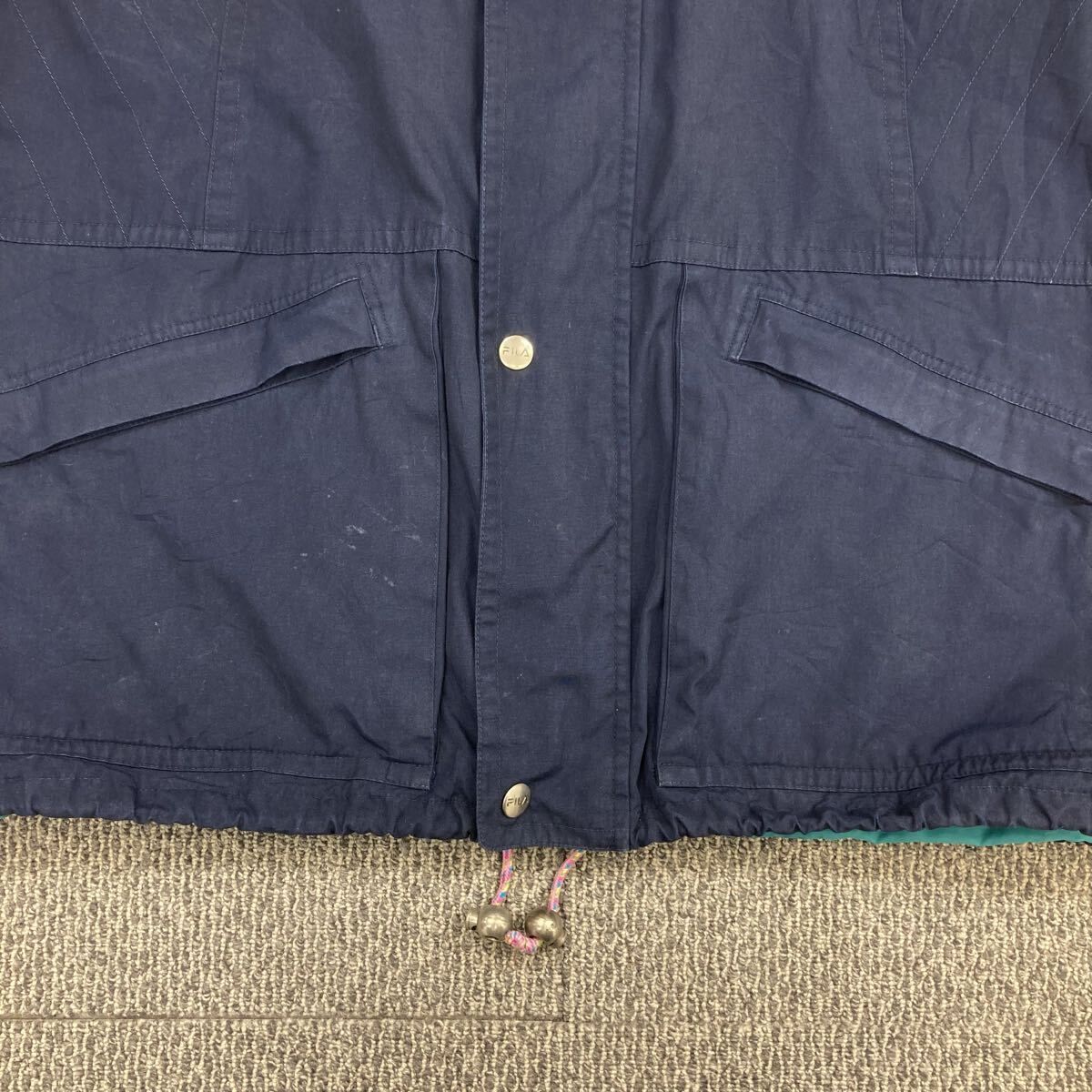 90s FILA ジャケット 46 ネイビー フィラ ジップアップ スナップボタン