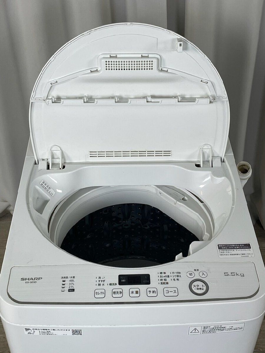 GU96 SHARP 5kg 全自動洗濯機 ES-GE5D 2020年製 / 生活 家電 白物