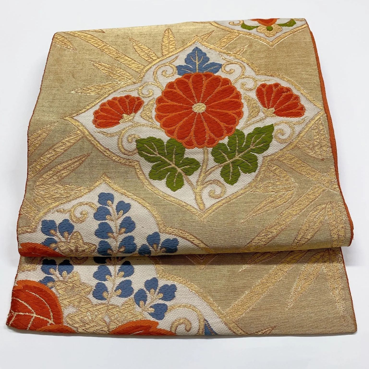 6076］袋帯 花菱吉祥文様 金彩 六通 正絹 着物 フォーマル - メルカリ