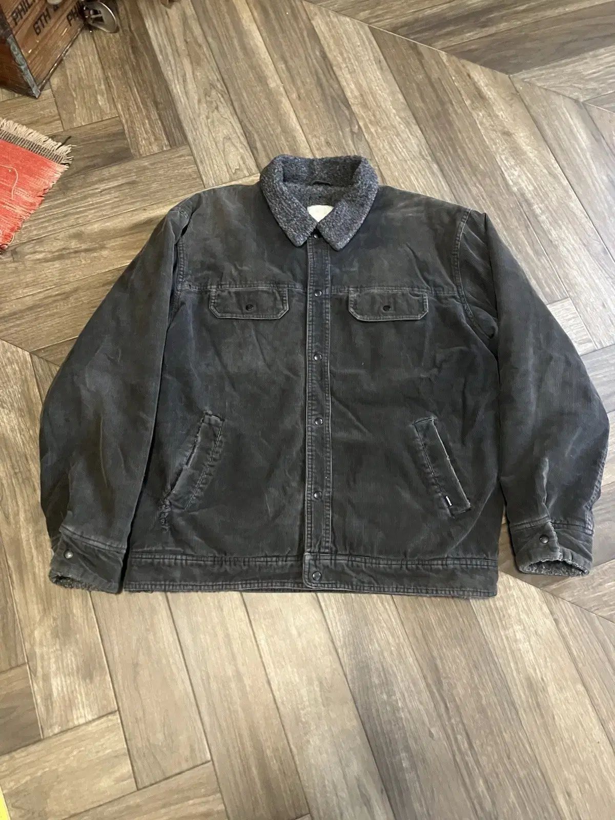 90 s STUSSY ステューシー コーデュロイ シェルパ トラッカー ジャケット ブラック