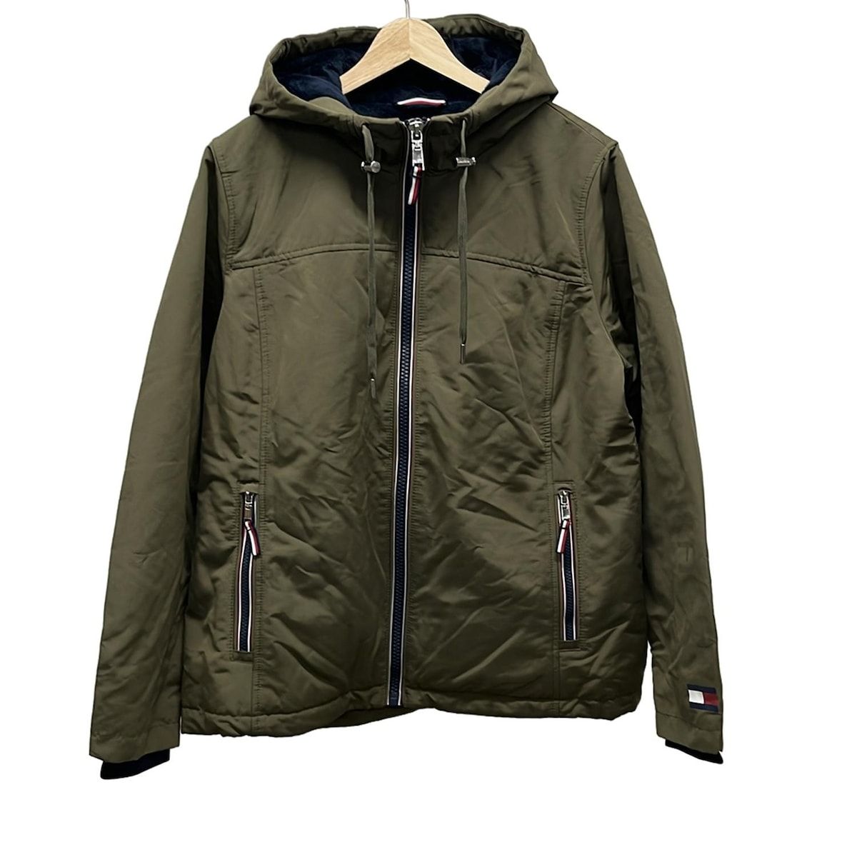 TOMMY HILFIGER トミーヒルフィガー ブルゾン サイズL レディース - カーキ×ネイビー×マルチ 長袖 冬