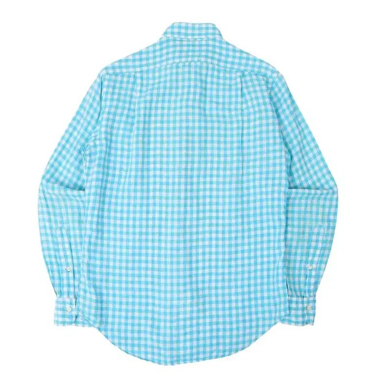 ポロ ラルフローレン リネン ライト ブルー CHECK シャツ