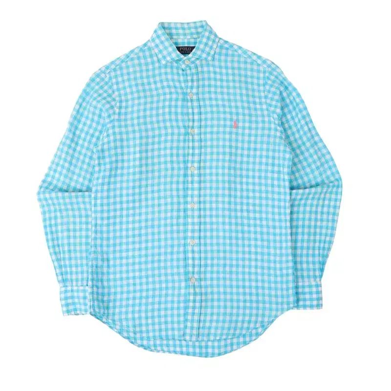 ポロ ラルフローレン リネン ライト ブルー CHECK シャツ