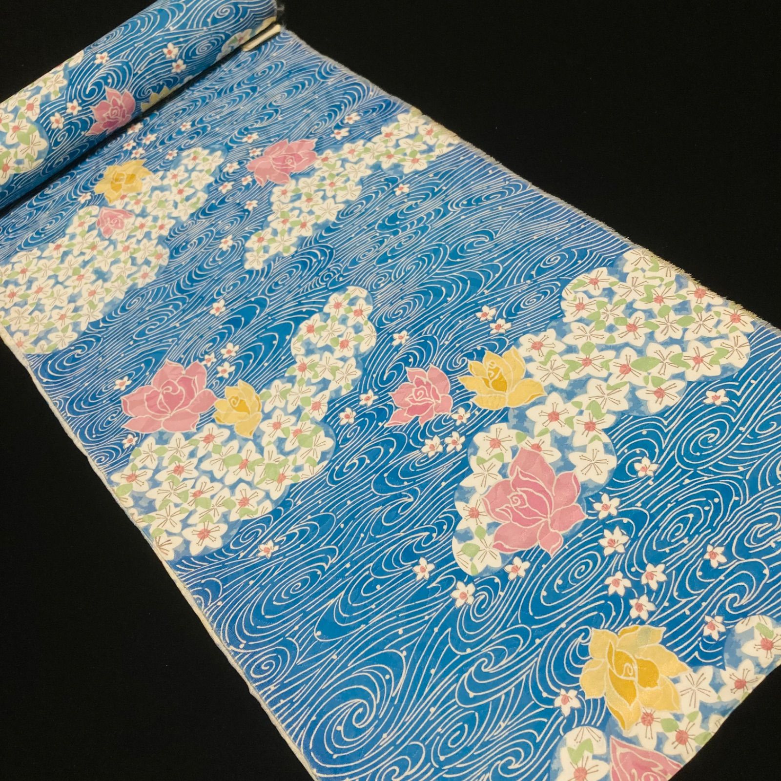 オレンジ着物 y 107 ◾️割と なポリエステル化繊小紋着尺反物5点◾️